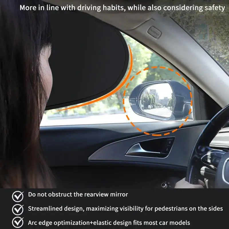 Auto Side Window Sunshade 4 Pack UV Protection Electrostatic Cling Curtains for Summer Car Travel