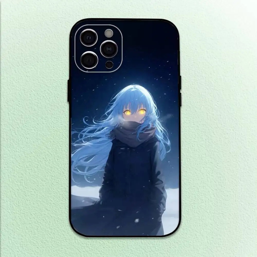 حافظة هاتف S-Slime R-Rimuru لهاتف iPhone17,16,15,14,13,12,11 Plus,Pro Max غطاء أسود ناعم