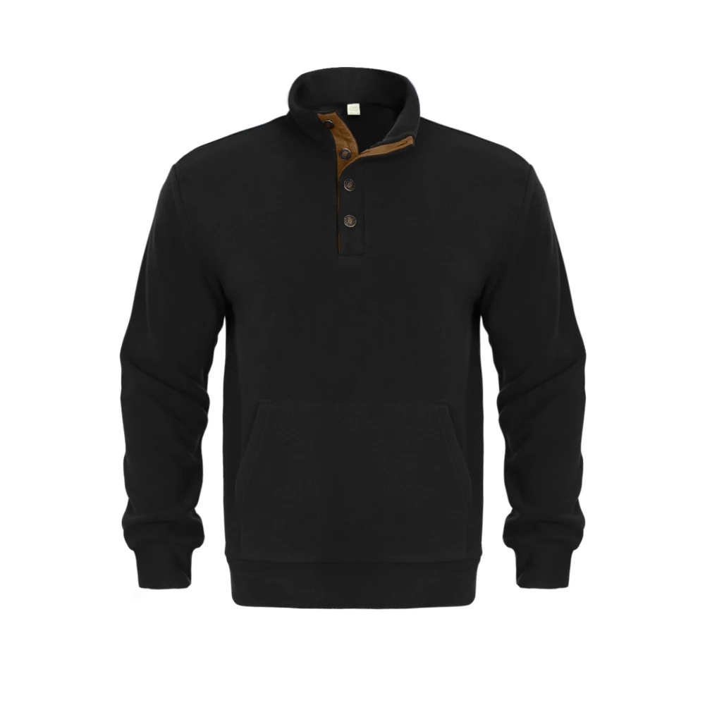 

Мужской флисовый свитер с высоким воротником, полукадрою, пуговицами, модный, простой, винтажный, уличная повседневная одежда для мужчин