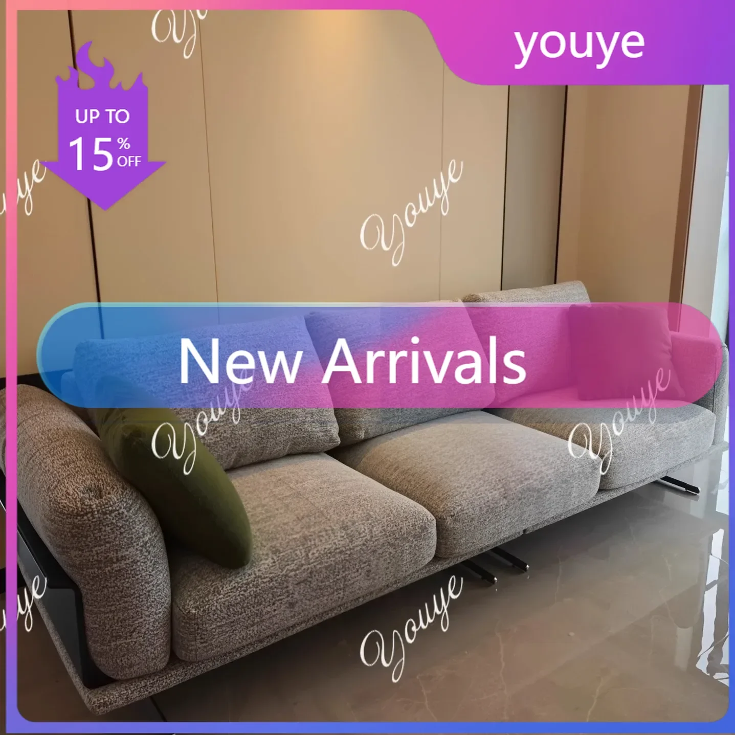 

Итальянский простой диван из хлопка и льна, трехместный, для гостиной, в стиле лёгкой роскоши, современный, с чехлами, которые можно снять и постирать.