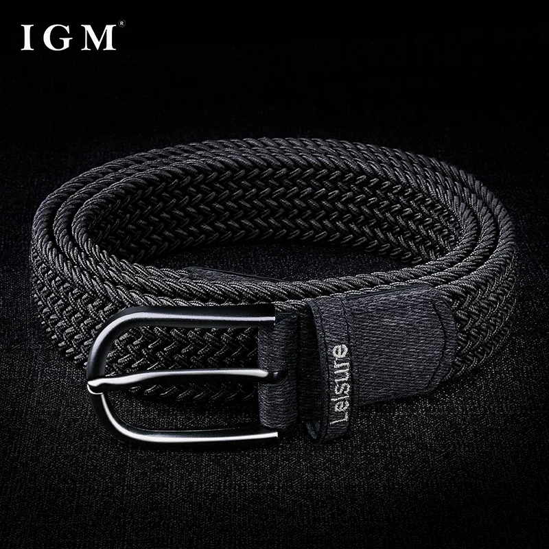 IGM Adjustable Personalized Woven Elastic Belt Men\'s Canvas Belt Student Versatile Jeans Belt