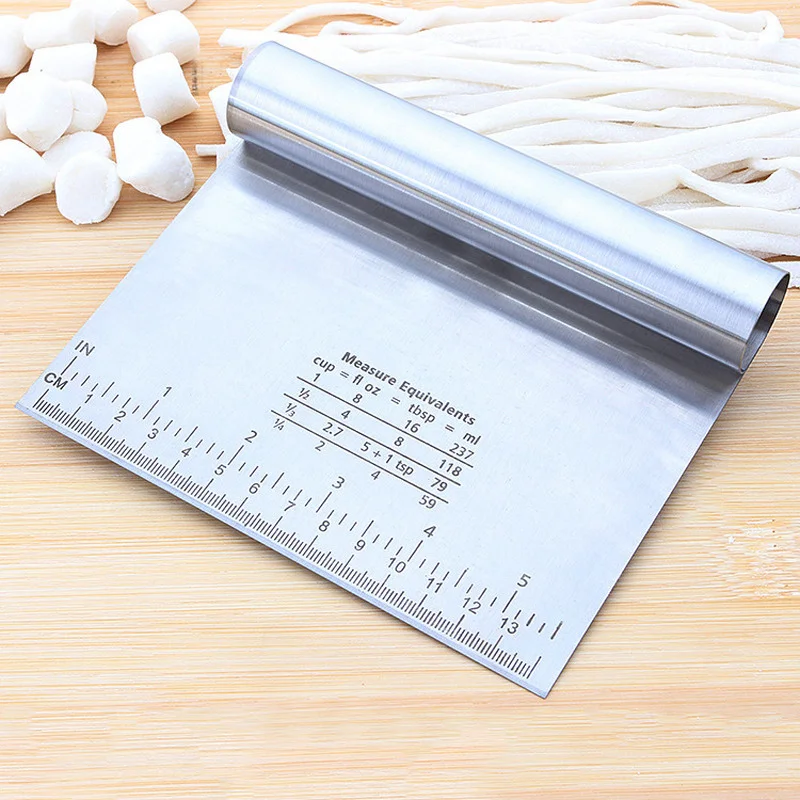 Cutting Knife Stainless Steel Flour Scraper with Scale Dough Spatula Scraper Baking Cake Cooking Dough Scraper Baking Accessorie