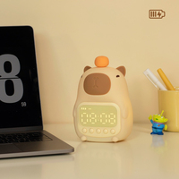 !!///Rechargeable Capybara Night Light & Alarm Clock - Dimmable Silicone Table Lamp, USB Charging, Kids' Birthday Gift