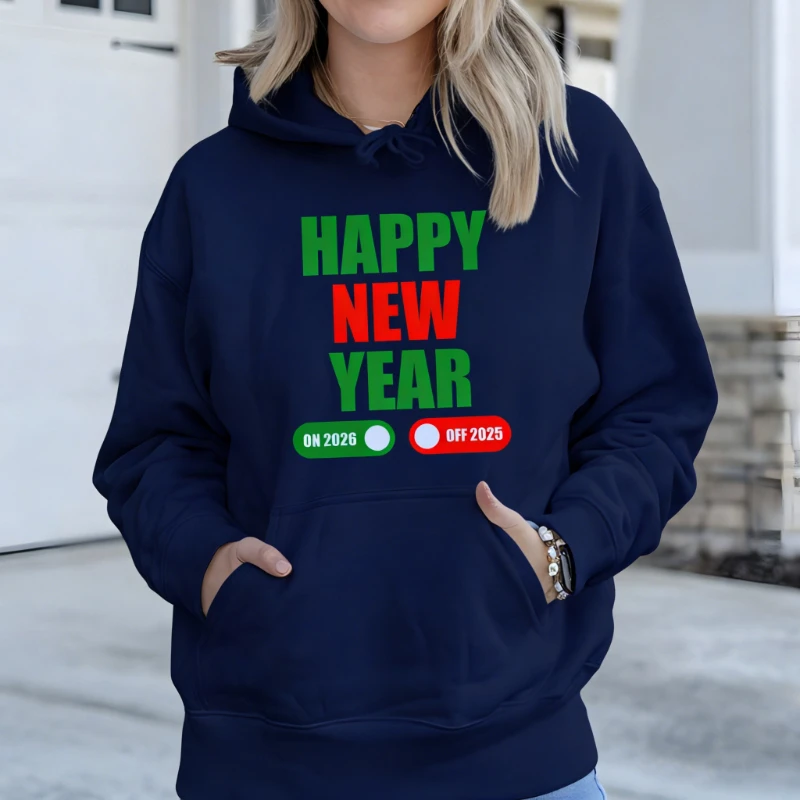 Frohes neues Jahr 2026 Rabatt auf 2025, Kapuzenpullover, bedruckt, lustiges Feier-Geschenk, Erwachsene, Herbst und Winter, warm halten, passende Kapuzenpullover