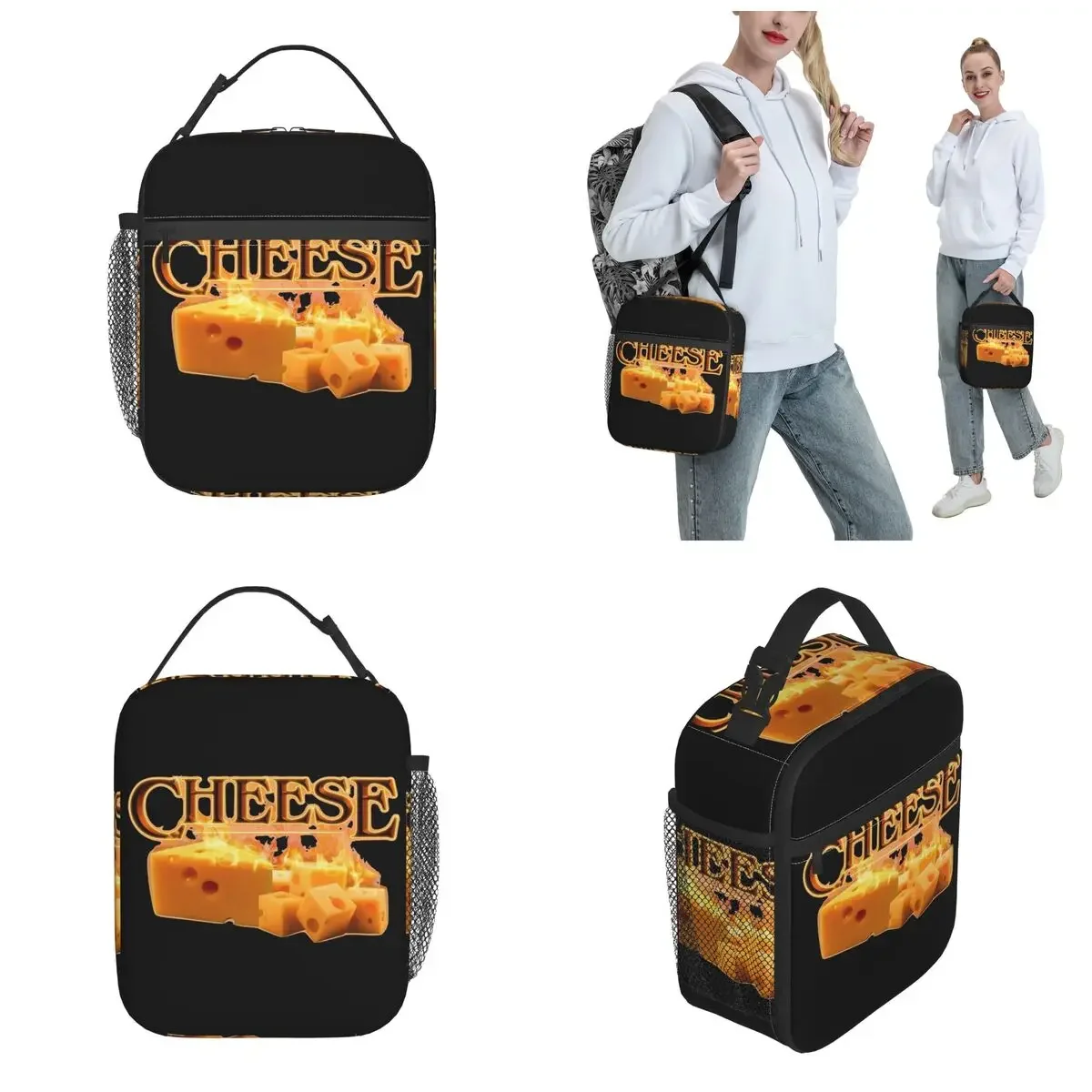 Cool Fire Cheese Insulated Lunch Bag Popular Cheese Meme Food Container Bags Reusable Cooler Thermal Lunch Box For Work