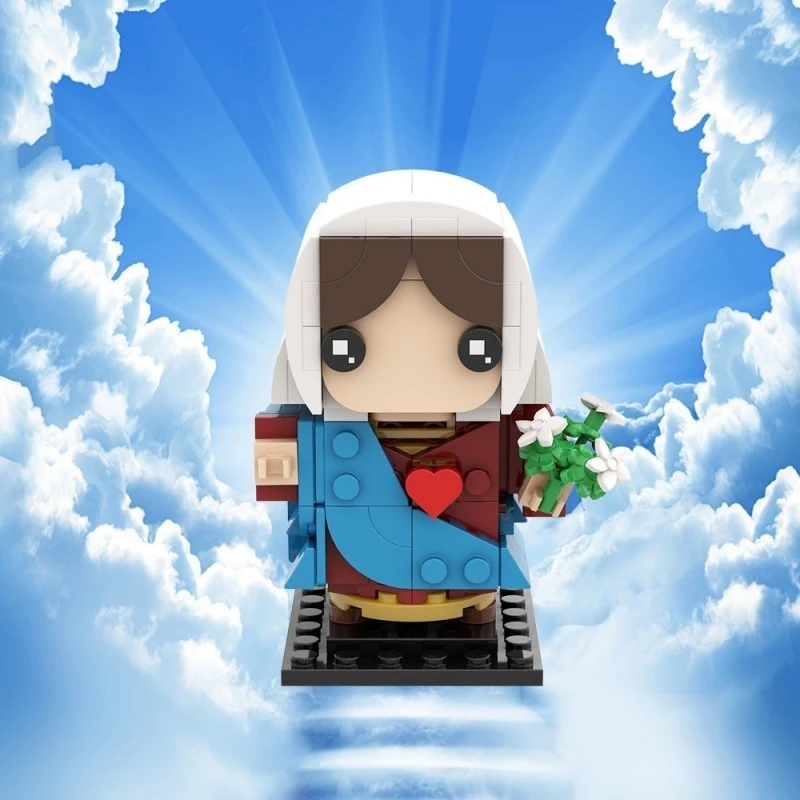 

MOC Saint Mary Square Head Mini Figure Compatible Small Bricks For Christmas Desk Display Cute Gift For Collectors Kids Teens