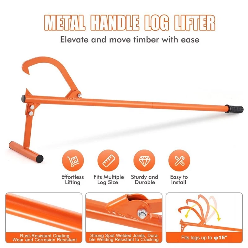 Manual Tree Hoist Log Handling Saw Frame 15-Inch Tree Crane Cutting Assistant Wood Splitting Support Log Lifter