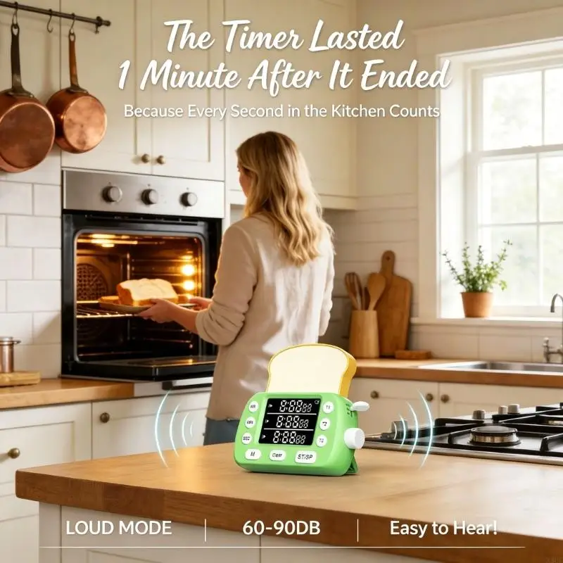 Useful Kitchen Clock Slanted Base Suitable For Cabinet Stove Placement X3UC