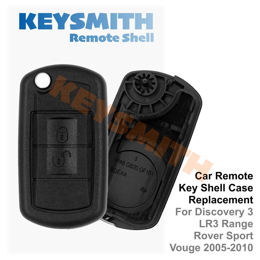 KEYSMITH Flip Car Remote Key Shell For Land Rover Discovery 3 Range Rover Sport Vogue 2005-2010 2 Button Fob Case Uncut Blade