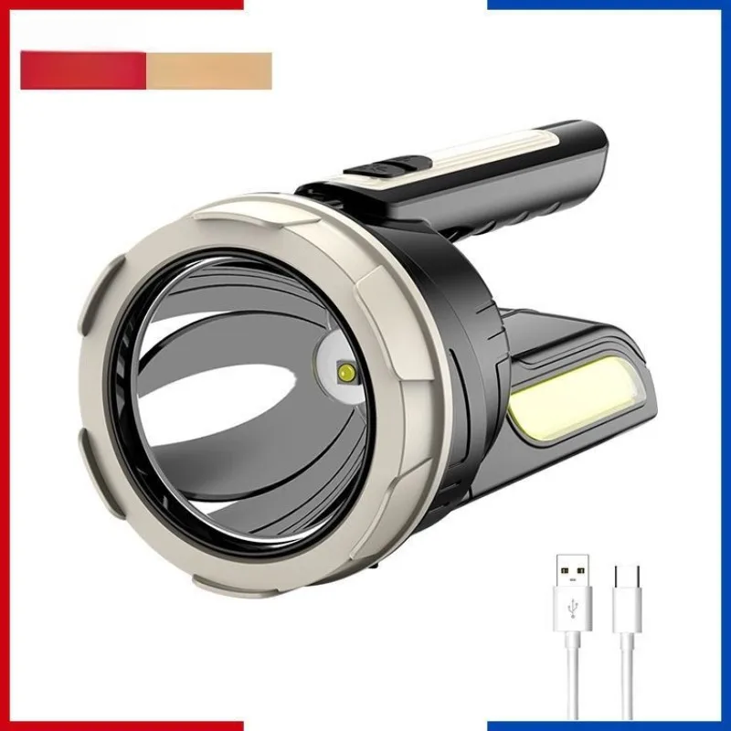 超高輝度-led-キャンプ懐中電灯-usb-充電式長距離スポットライト、サイドライト付き、屋外緊急用