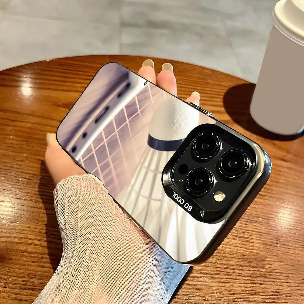 Badminton Racket Phone Case Matte Colored Silver Phone Case For Iphone 16 15 14 Pro 13 12 Plus 11 7 Luxury Cover