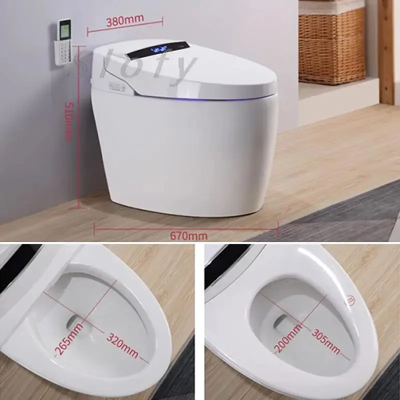 مرحاض ذكي قطعة واحدة موفر للمياه مرحاض كهربائي ذكي مقعد مُدفأ ضوء ليلي شطف مزدوج مرحاض منزلي ممتد