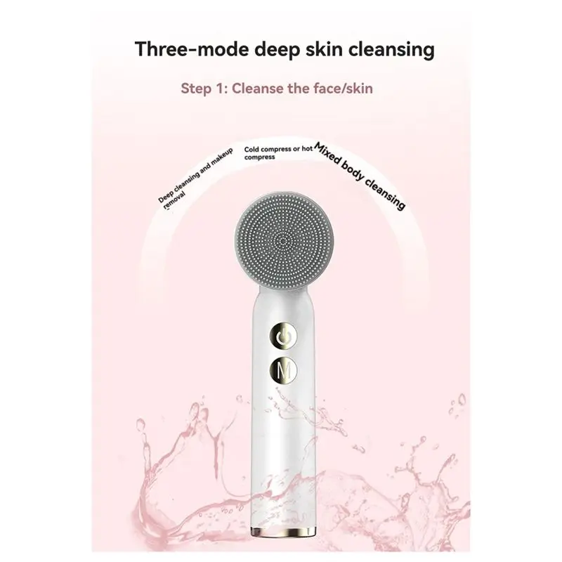 -November 6 In 1 Facial Exfoliating Ultrasonic Electric Face Cleansing Brush Pore Cleaner Compress Therapy Blackhead Removal