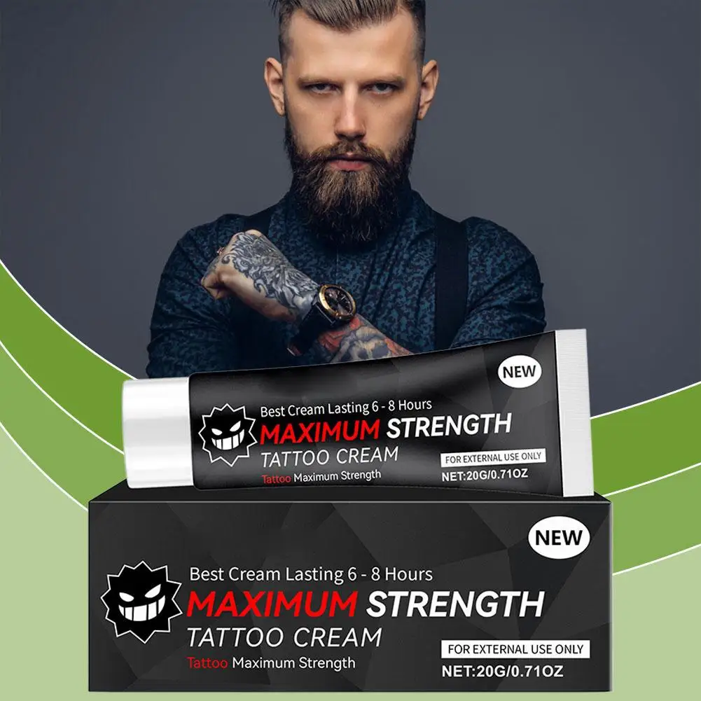 Crema para Tatuajes de Máxima Potencia 20g, Fórmula de Larga Duración 6-8 Horas, Cuidado de la Piel para Maquillaje Pre-Permanente y Piercings