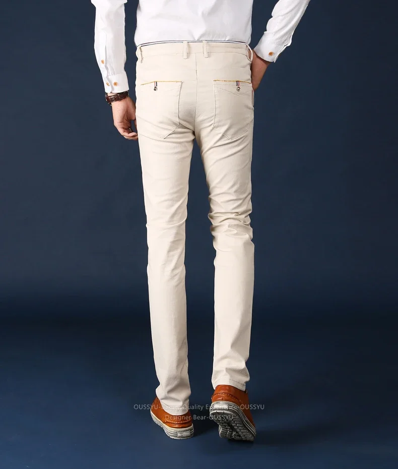 Herbstliche Einfarbige Herrenhose aus Baumwolle, Schmal Geschnittene Klassische Bleistifthose, Business-Hose im Koreanischen Stil, Lässige Chino-Twill-Hose für Männer – Detail 10