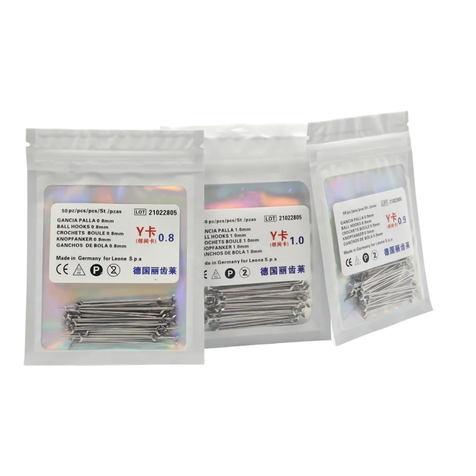 50Pcs Dental Orthodontic Materials Y-Clasp 0.8mm 0.9mm 1.0mm Interdental Hook for Retainers and Removable Braces Lab Consumables