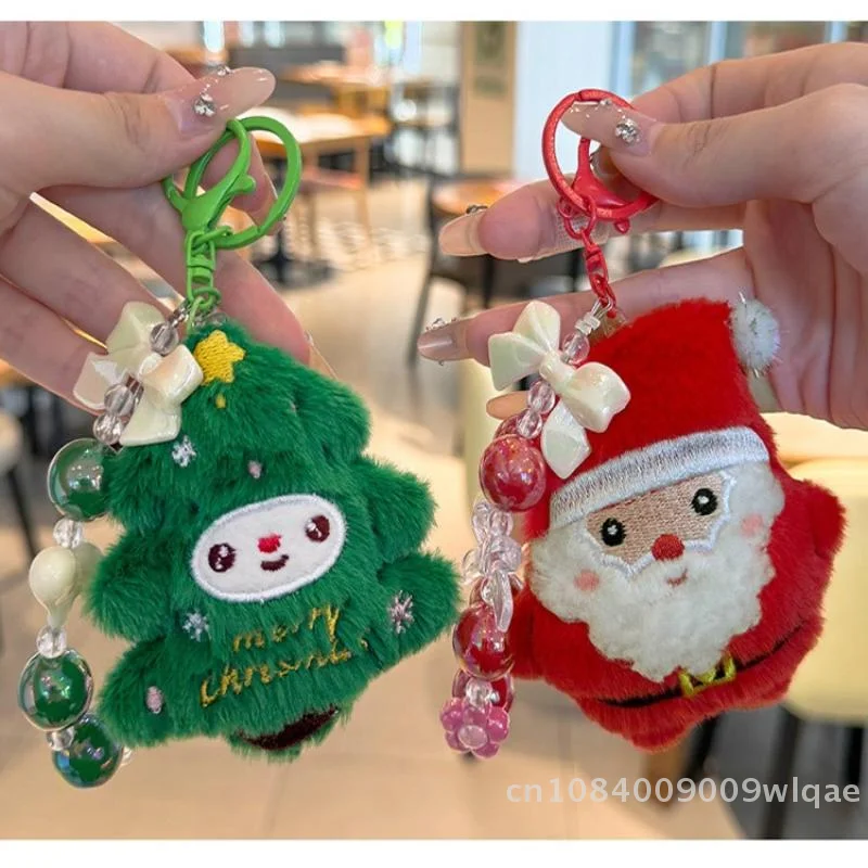ぬいぐるみキーホルダー サンタクロース クリスマスツリー人形 ペンダント バックパック装飾 キーリング バッグチャーム クリスマスギフト用〔YY33〕