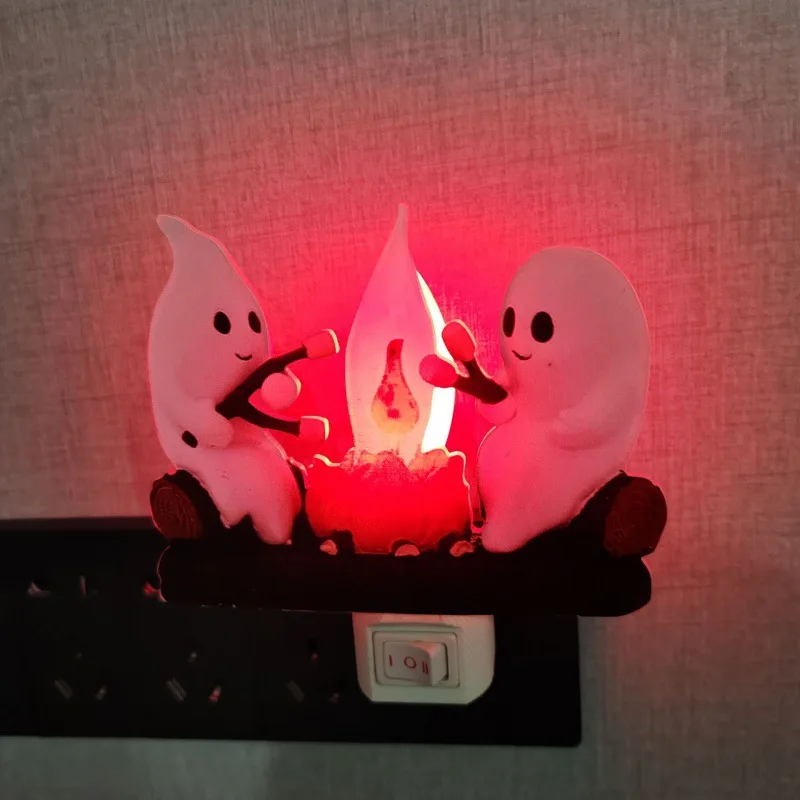 New Product Ghost Bonfire Night Light Kawaii Halloween Night Light Flashing 3d Halloween Interior Sense Of Atmosphere Decorat