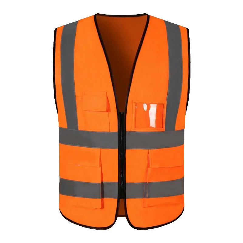 Z50 Custom Safety Vest Logo Class 2 High Visibility Vest With 5 Pockets and Zipper Construction Traffic Control Reflective Vset