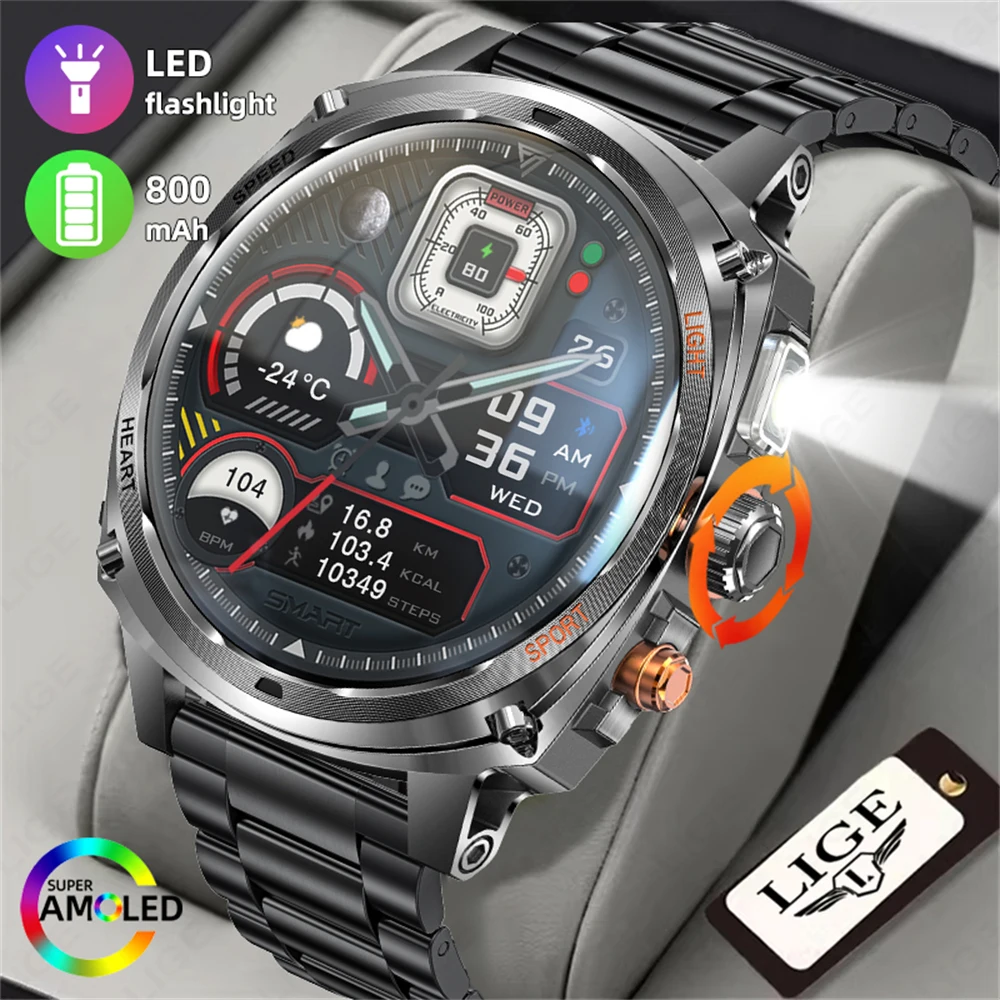 

2025 New Bluetooth Call Smart Watch Men 800mAh AMOLED HD Large Screen Heart Rate 3ATM Waterproof GPS Track Sports Smartwatch Man
