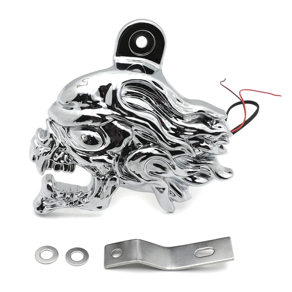 Chrome Zombie Horn Cover W/ LED for 1992-2020 Harley Davidson 