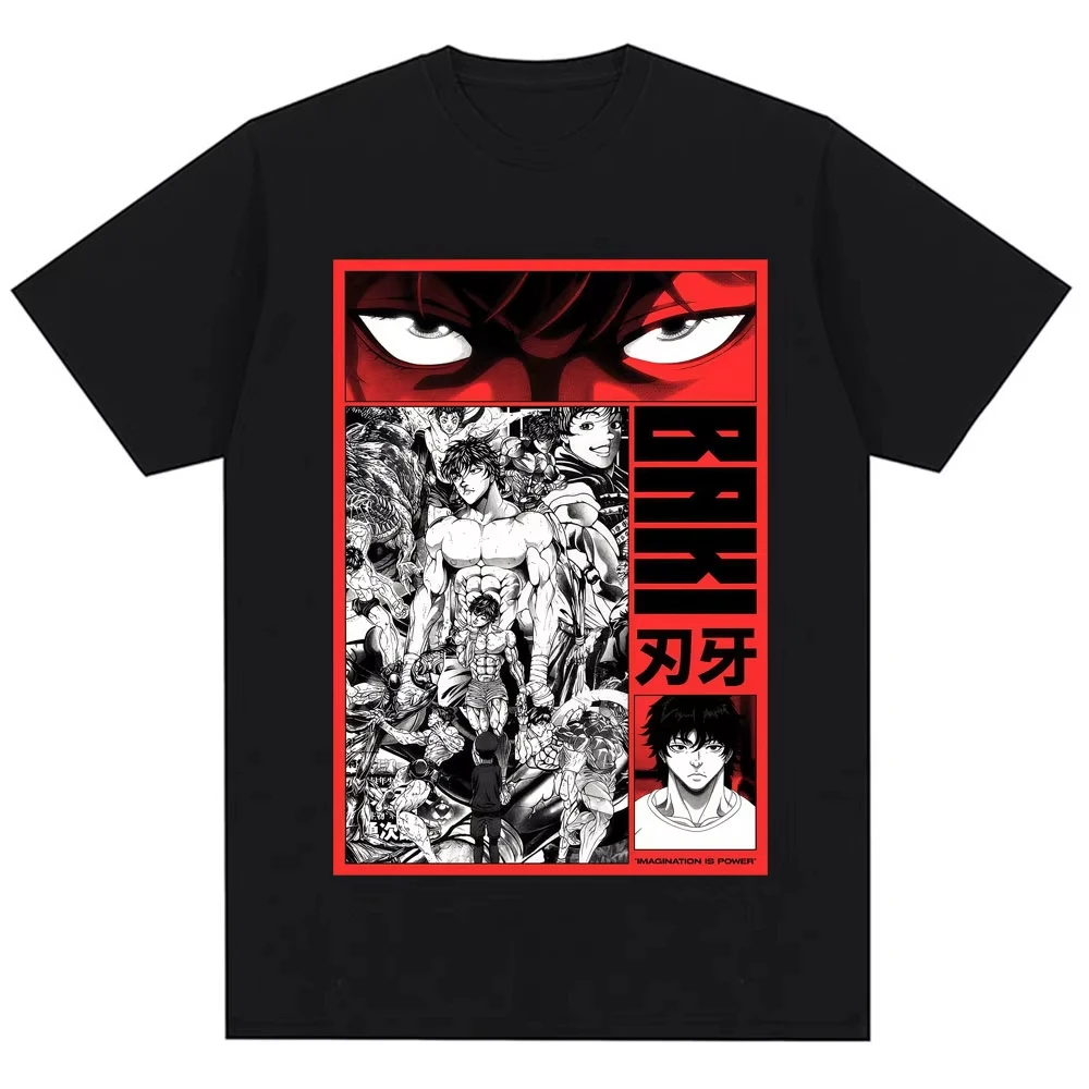 Camisetas de Anime japonés Baki Hanma The Grappler para hombre y mujer, camisetas de Manga Vintage Harajuku, camiseta informal de algodón de gran tamaño para hombre