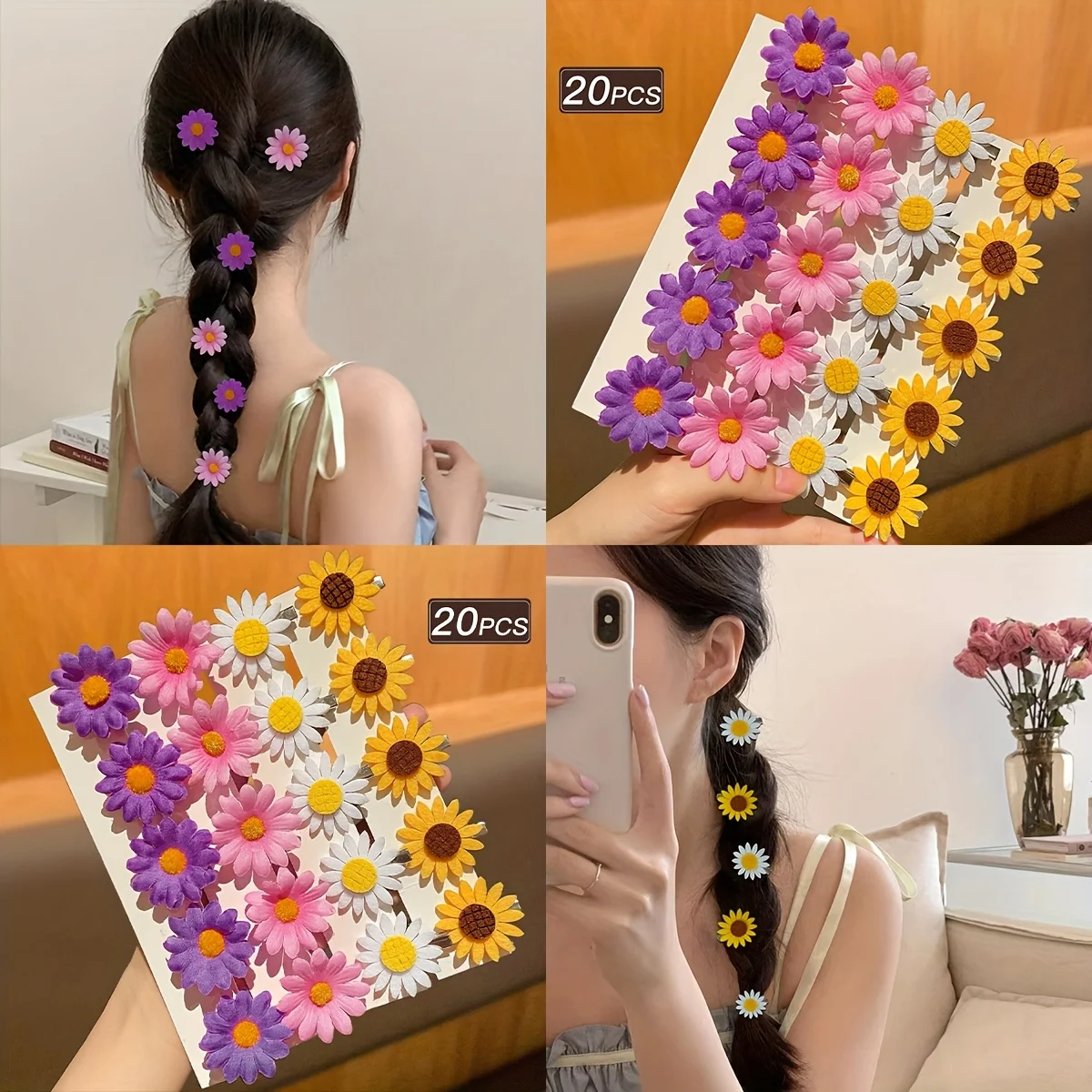 

20Pcs for Women, Fashionable and Cute, Multiple Colors, Flower Hair Clips and Duckbill Clips for Daily Use, Recommended Gift Hai