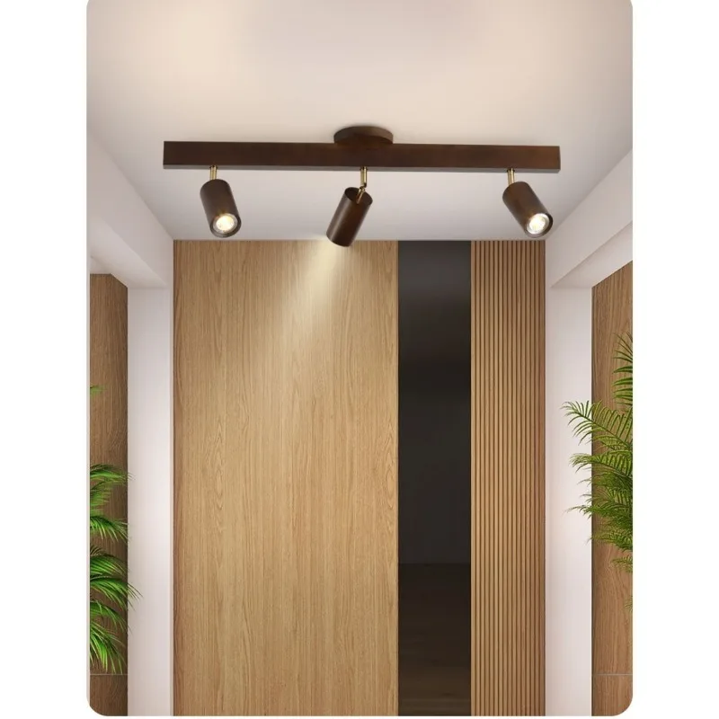 

New Chinese Walnut Surface Mounted Track Light for Living Room Background Wall Bedroom Cloakroom Corridor Lighting Fixture