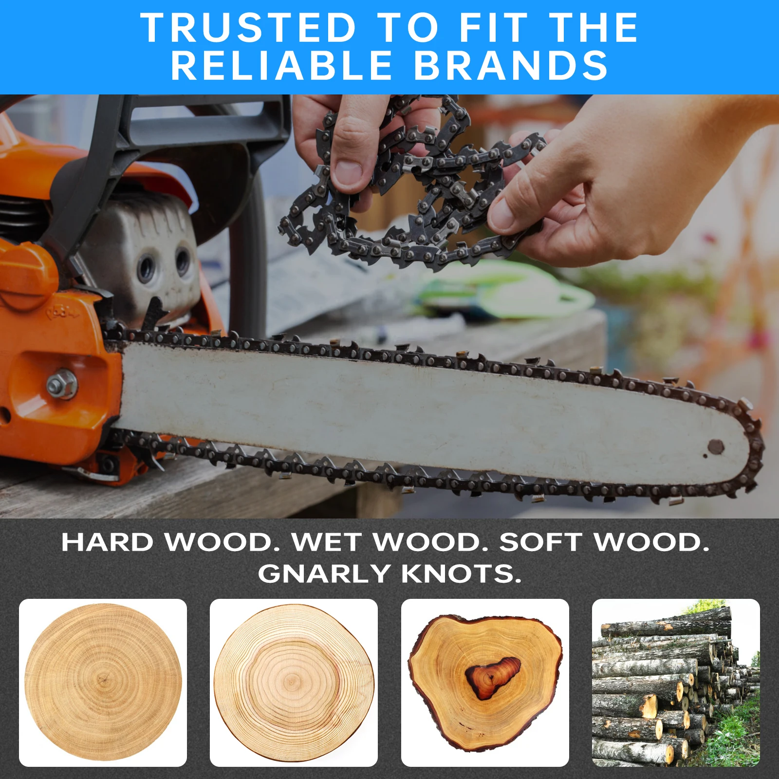 

Цепь для бензопилы 14/16/18/20 дюймов # Звенья приводные из марганцовистой стали 65, 3/8"LP, 52/56/57/72/76, для замены инструментов электрических цепных пил