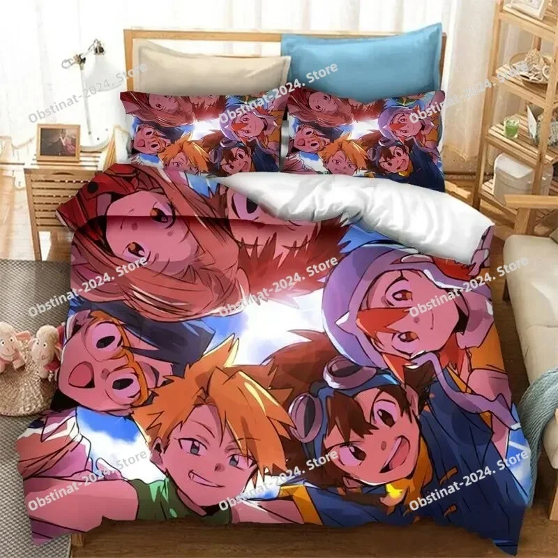 Anime Digimon Adventure Bedding Set Boys Girls Twin Queen Size Duvet Cover Pillowcase Bed Kids Adult Fashion Home Textileextile