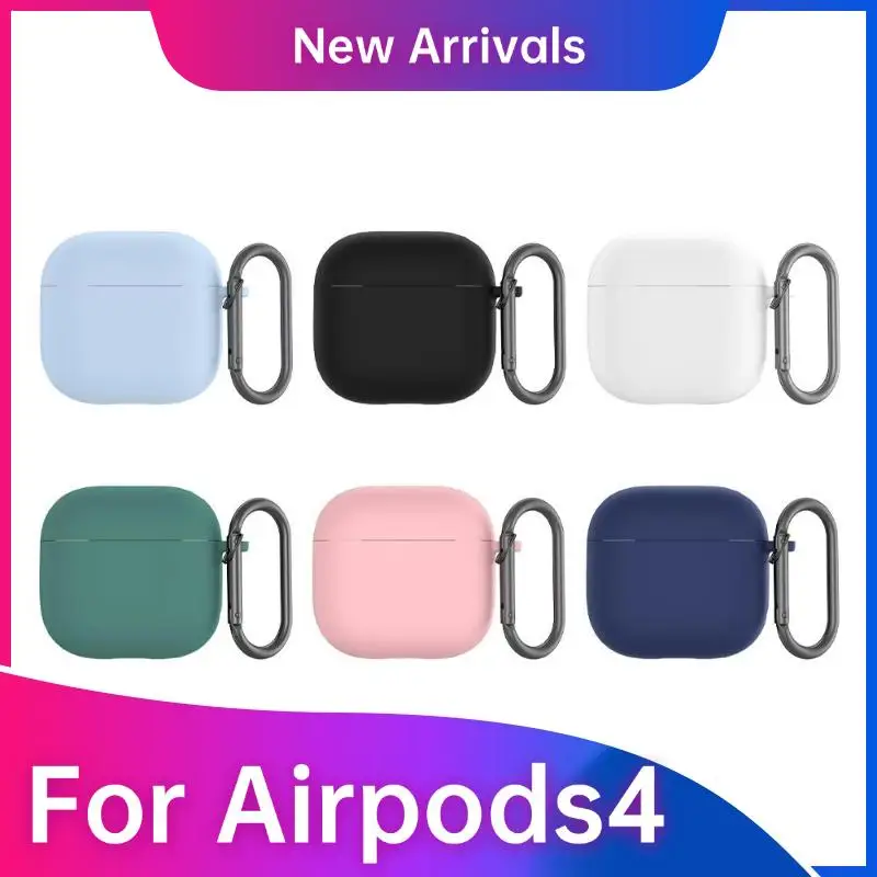 Silicone Earphone Cases For Airpods 4 Simple Solid Color Headphones Case For Apple Airpods 4 Silicone Case