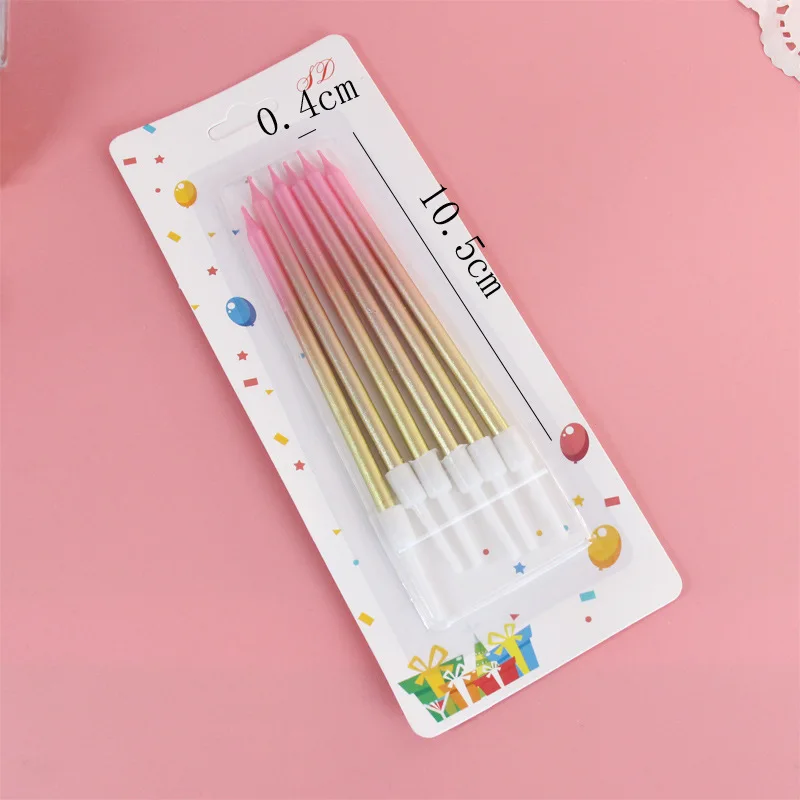 6PCS Gradient Color Curve Happy Birthday Candle Party Cake Decoration Baking Plug-In Bending Twist Thread Year Holiday Wedding