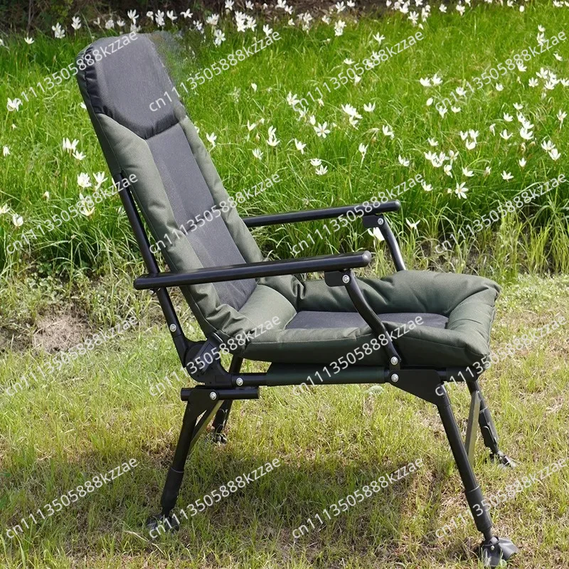 Lightweight Chair Folding Hiking Fishing Leisure Beach Camping Patio Furniture Convenient Armchairs with Backrest Foot Rest
