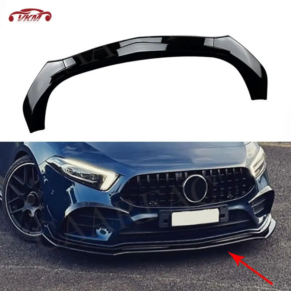 

ABS Carbon Look Car Front Lip Spoiler For Mercedes Benz A Class W177 A180 A200 A35 AMG 2019-2023 Bumper Chin Cover Accessories