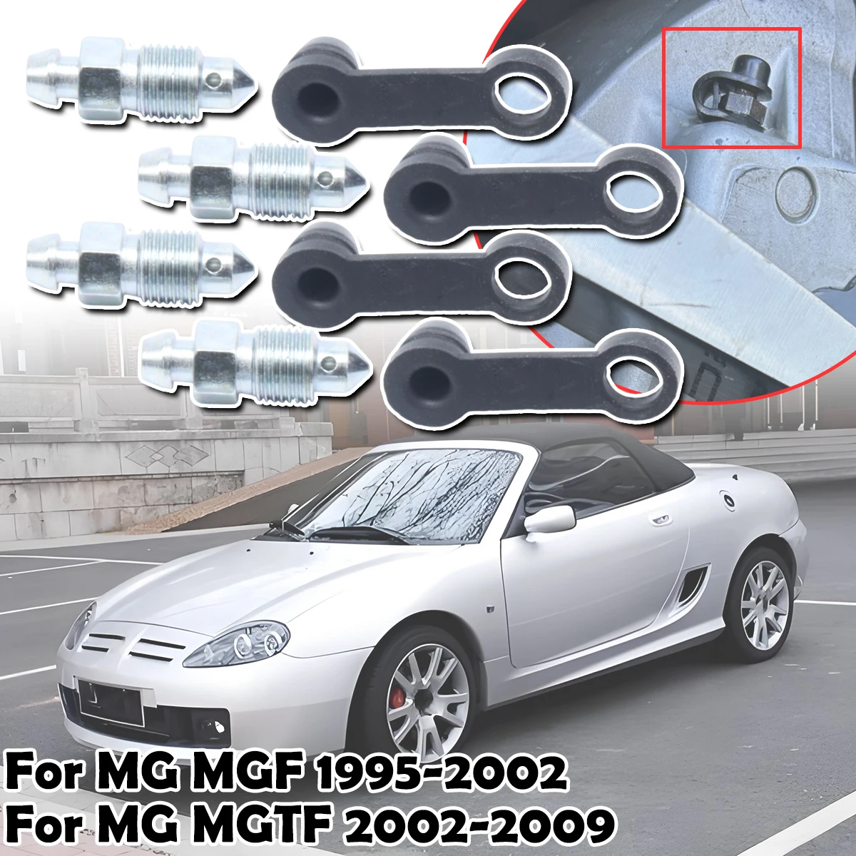 

For MG MGF 1995-2002 For MGTF 2002-09 Rear Bleeder Valves and Rubber Dust Caps Left Right Caliper Bleed Nipple Screw Repair Kit