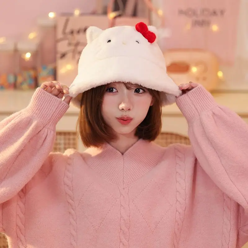 

Sanrio Hat Plush Cute Cartoon HelloKitty Mymelody Kuromi Pochacco Cinnamoroll Hat Warm Winter Everything with Velvet Hat