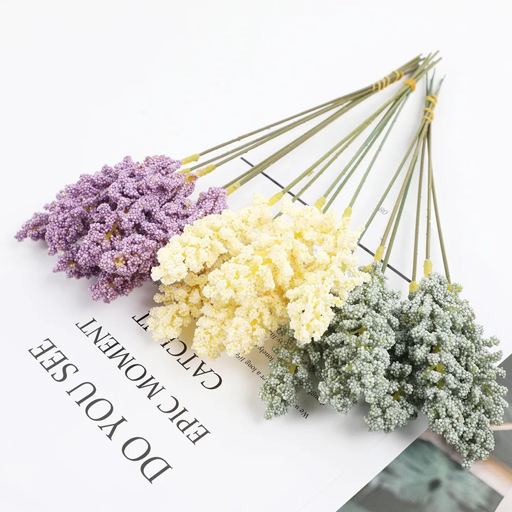 6Pcs/Bunch Artificial Wheat Bouquet 30CM Fake Flowers Ornament for Home Room Decor Garden Wedding Decoration Outdoor Accessories