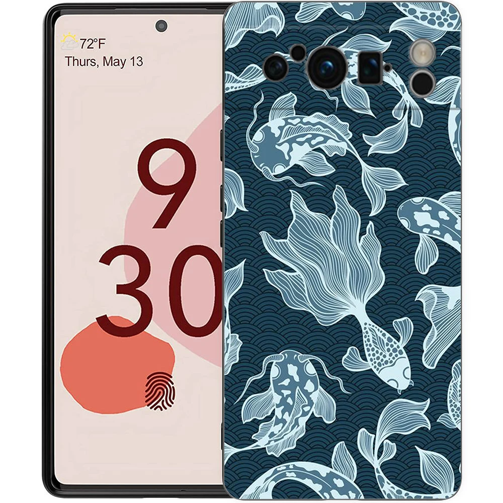 Ins Ripple Texture Aquaria Lovely Fishes Phone Case Cover for Google Pixel 9 8 7 6 7A 6A Pro Shockproof Silicone 9 Pro XL Shell