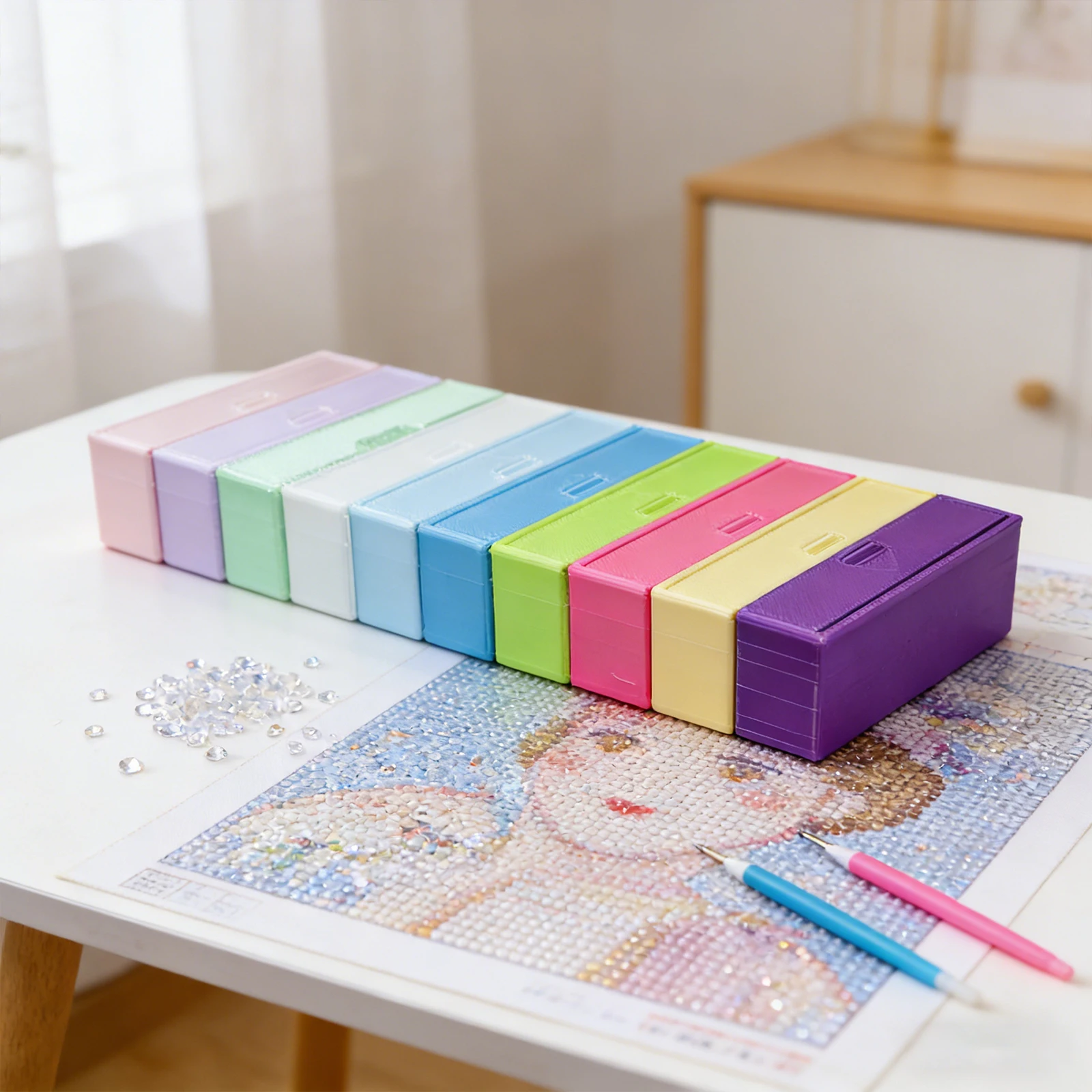 

Diamond Art Trays Organizer 6.6x2.7x1.8cm Diamond Art Trays Storage Containers Lightweight for DIY Painting Craft Accessory