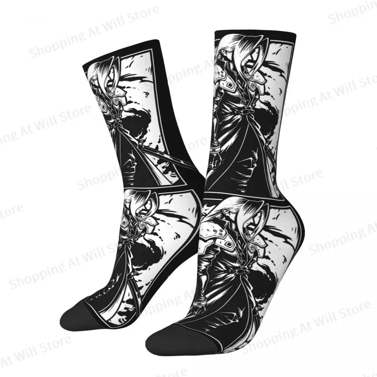 Calcetines de invierno de Final Fantasy Sephiroth The Man In The Black Unisex, medias de Hip Hop Happy Crew, estilo callejero, Crazy