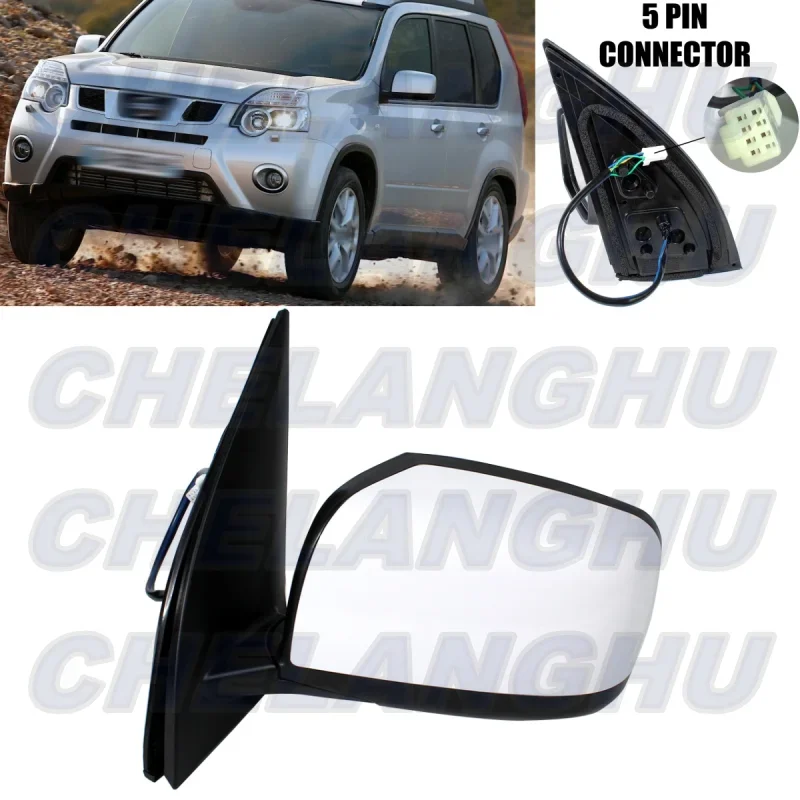 

For Nissan X-Trail T31 2008 2009 2010 2011 2012 2013 Left Side 5 Pins White Paintable Heated Power Adjust Mirror Assembly