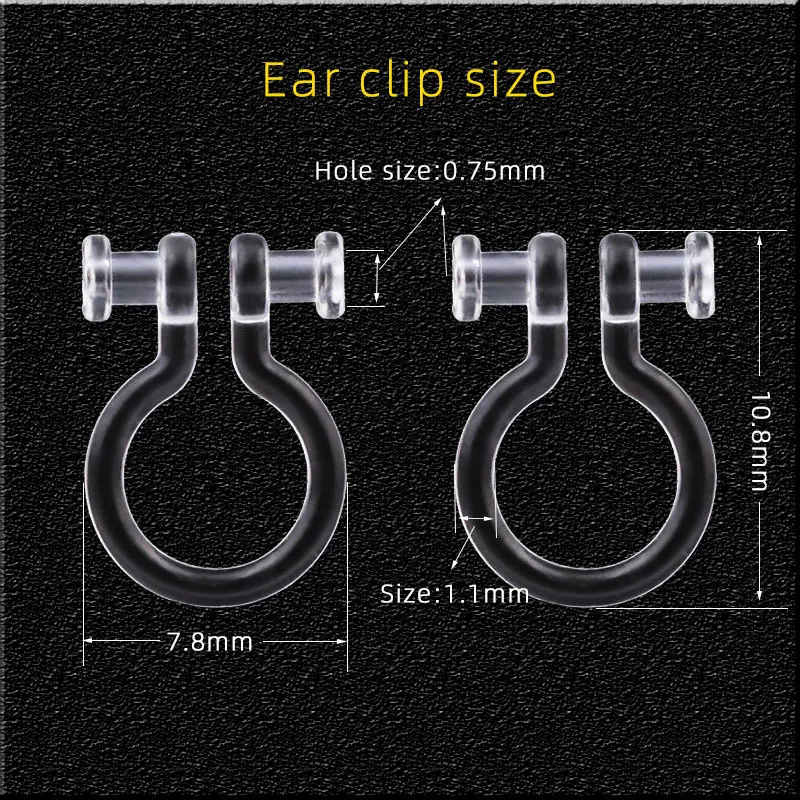 Convertisseurs de clip d'oreille non percés en forme de U en résine transparente à Double extrémité pour bricolage de bijoux de boucles d'oreilles, vente en gros, 20 pièces