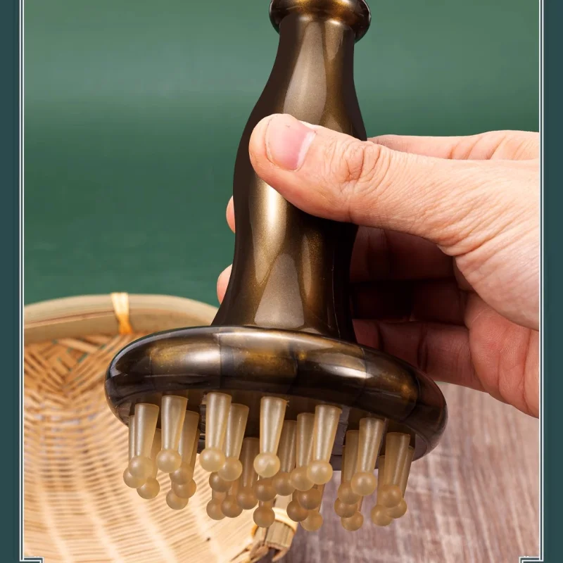 

Long handle beef tendon comb teeth universal essential oil rubbing abdomen leg fat burning health scraping massage