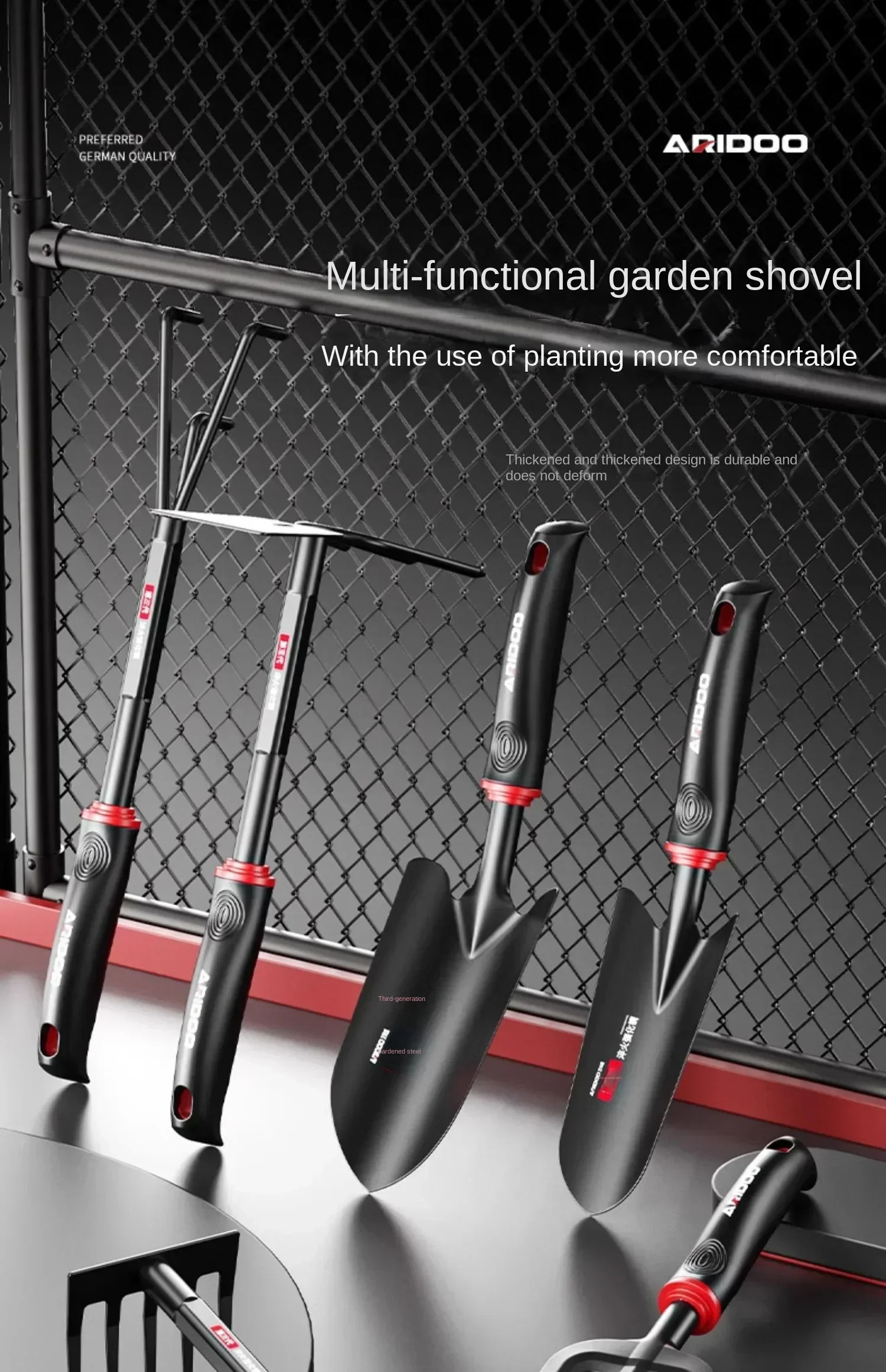 Complete Gardening Set - 3pcs Hand Shovel, Spade and Rake Kit for Indoor and Outdoor Use