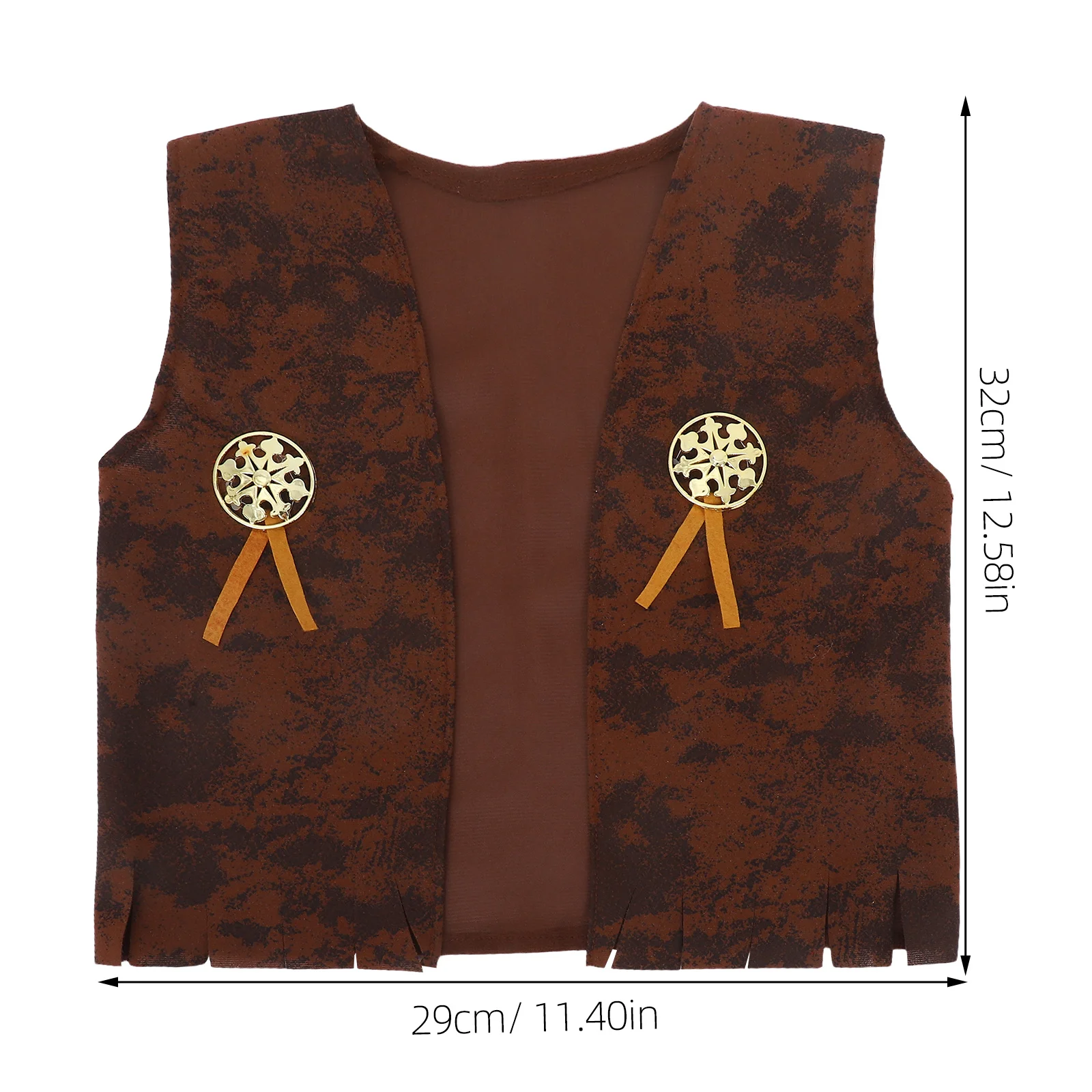 Kids Cowboy Costume Western Cowgirl Vest Hat Bandana Halloween Dress Up Party Cosplay Brown 115-130 M Multiple