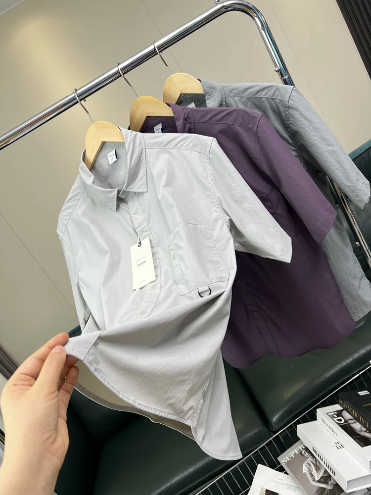 

Легкая дышащая мужская летняя рубашка свободного кроя для активного отдыха, быстросохнущая, повседневная рабочая одежда, модный городской стиль