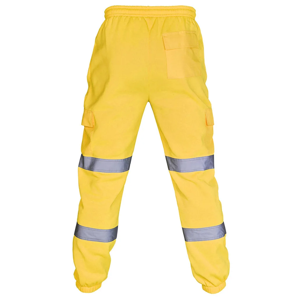 กางเกงแถบสะท้อนแสงกางเกงผู้ชายที่ทำงานกางเกง Hi VIS กางเกงชุดทำงานมองเห็นได้ชัดเจนกางเกง celana Panjang SAFETY ก่อสร้างบนถนน