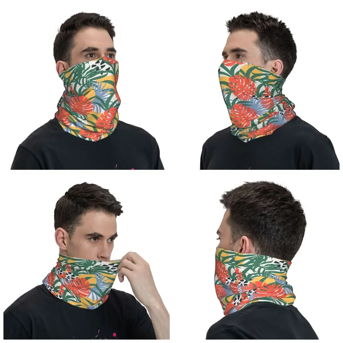 Hawaii Style Leaf Bandana Neck Gaiter Printed Balaclavas Mask Scarf Warm Cycling Running Unisex Adult Winter