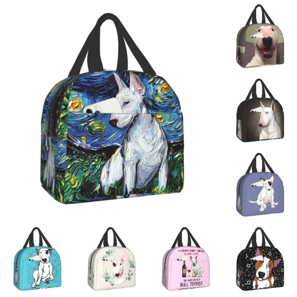 

Термоизолированная сумка для ланча Starry Night Bull Terrier Dog, Портативный Ланч-бокс для женщин, многофункциональная сумка-тоут для хранения пикника
