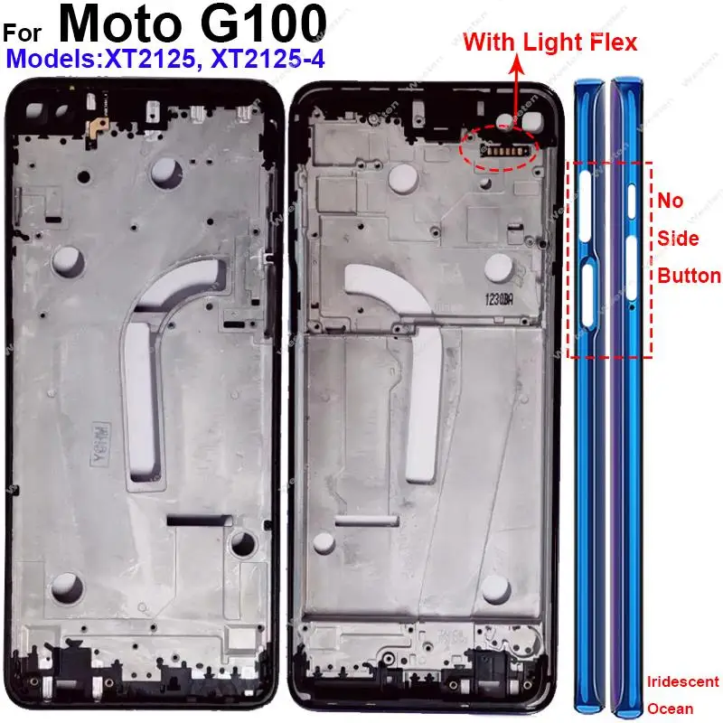 Middle Housing LCD Frame For Motorola Moto G100 XT2125 XT2125-4 LCD Middle Frame Cover Bezel Panel Flex Cable Repair Parts